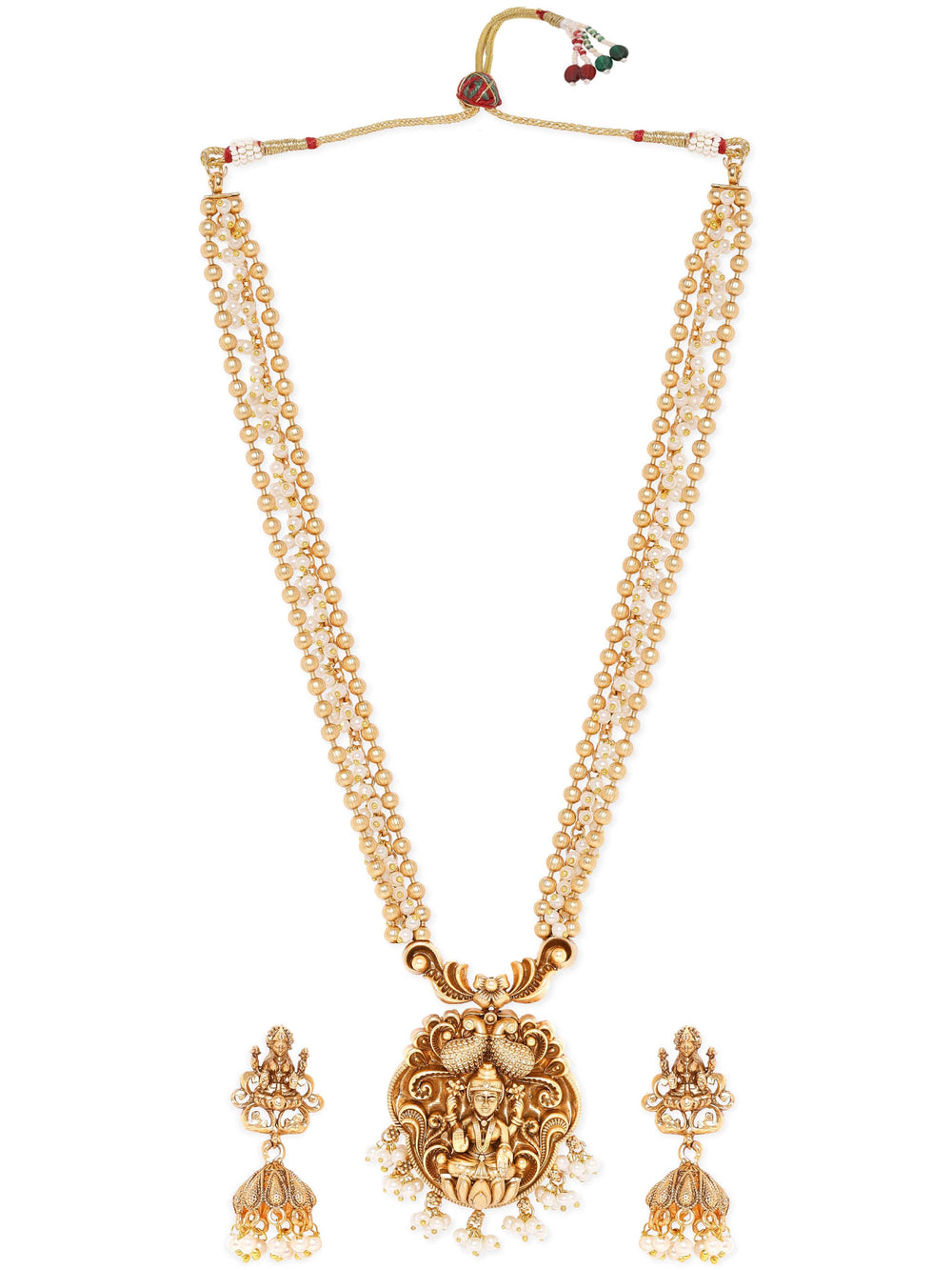 Rubans Gilded Reverence: Gold-Plated Temple Necklace Set Jewellery Sets