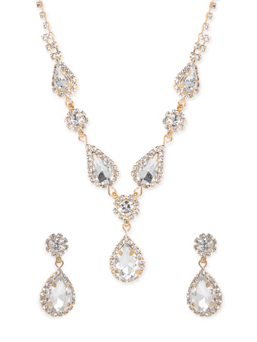 Rubans Gleaming Elegance Gold-Tone Zircon Jewellery Set Jewellery Sets