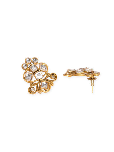 Rubans Gold and White Beads Chain with Gold-Toned Stone Pendant Necklace Set Jewellery Sets