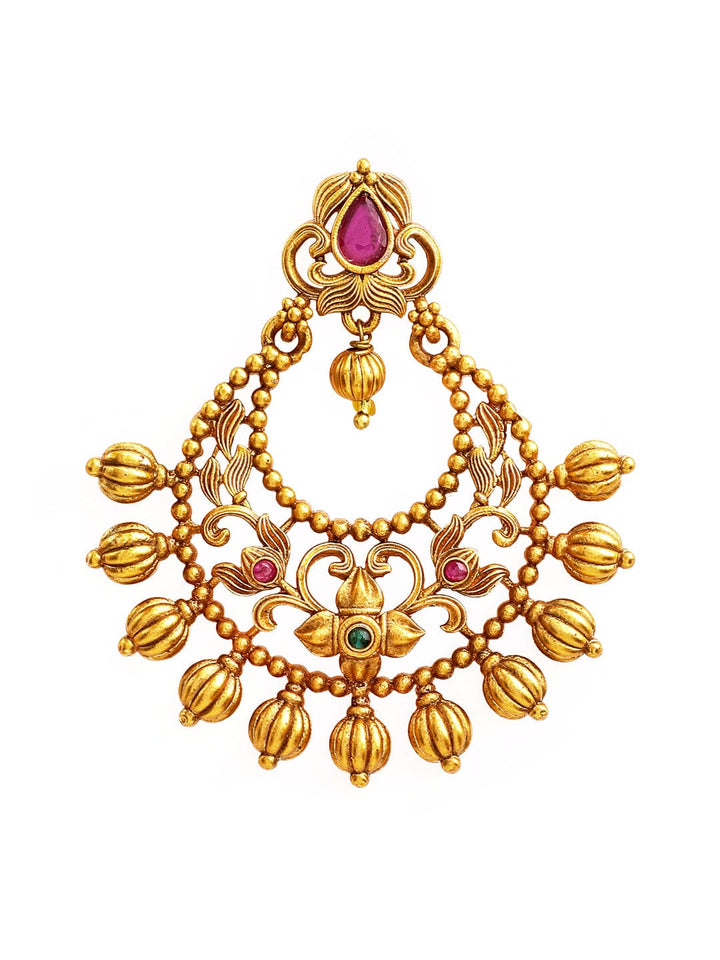 Rubans  Gold Plated  Color  Stone  Chandbali  Earrings Earrings