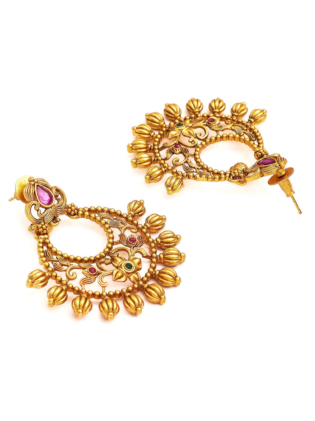 Rubans  Gold Plated  Color  Stone  Chandbali  Earrings Earrings