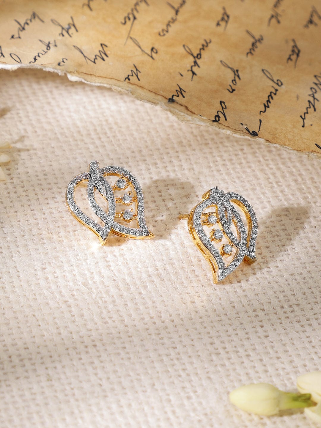 Rubans Gold- Plated Cubic Zirconia Stone- Studded Jewellery Set Jewellery Set