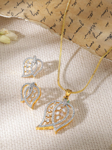 Rubans Gold- Plated Cubic Zirconia Stone- Studded Jewellery Set Jewellery Set