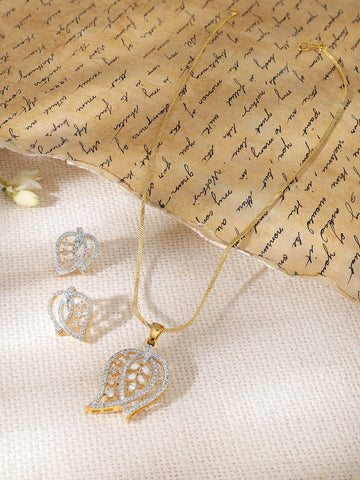 Rubans Gold- Plated Cubic Zirconia Stone- Studded Jewellery Set Jewellery Set
