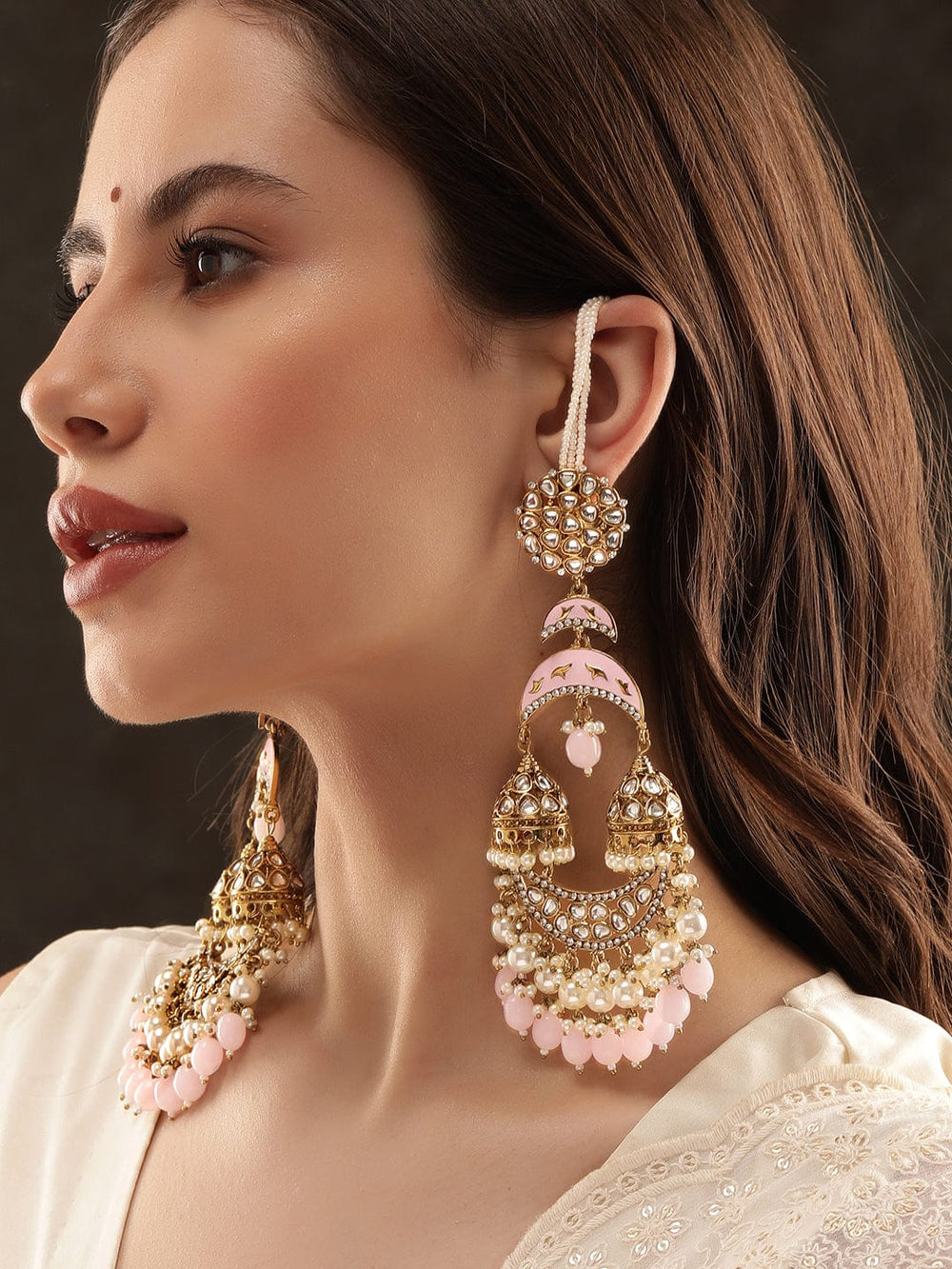 Rubans Gold Plated Dome Shaped Jhumkas Earrings Earrings