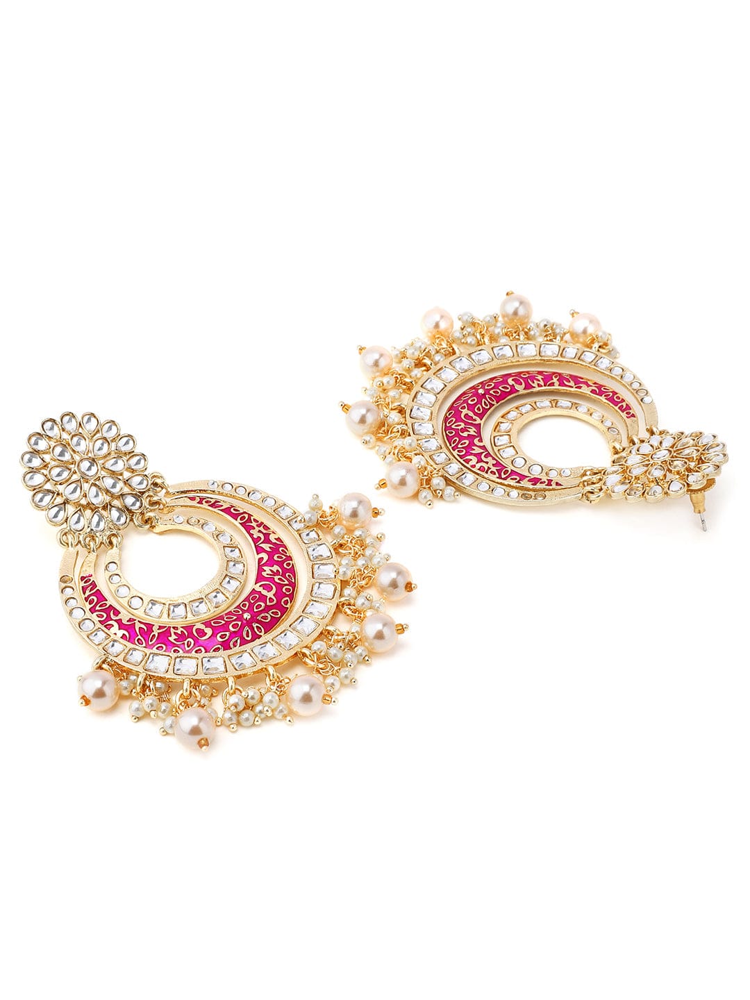 Rubans Gold Plated Enamel Pearl Statement Earrings Earrings