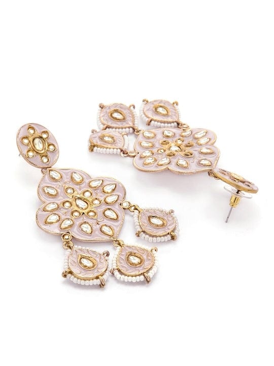 Rubans Gold Plated Enamel Statement Chandbali Earrings Earrings