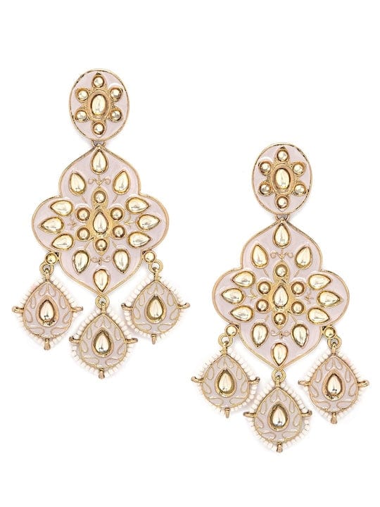 Rubans Gold Plated Enamel Statement Chandbali Earrings Earrings