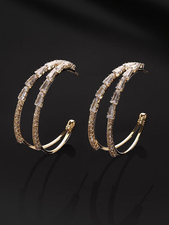 Rubans Gold Plated Handcrafted AD Stone Hoop Earrings Earrings