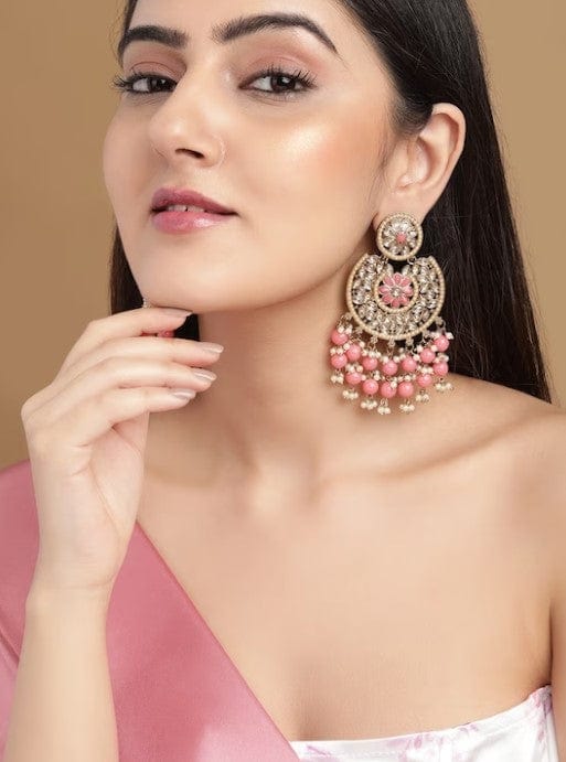 Cinderella Collection By Shining Diva Fancy Pink Flower & Golden Hanging  Earrings For Girls(7270er) : Amazon.in: Jewellery