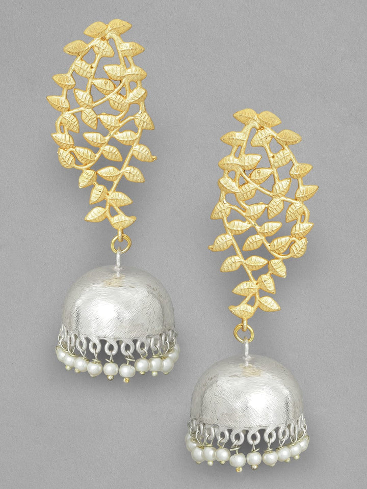 Rubans  Gold Plated Handcrafted Dual Toned Filigree Jhumka Earrings Earrings