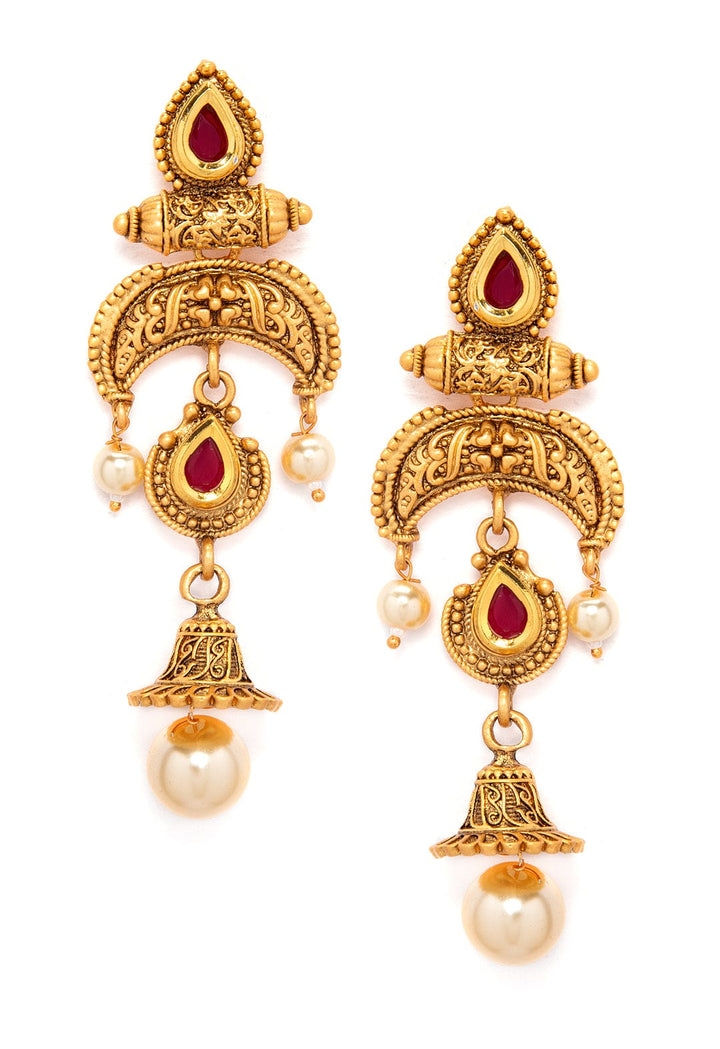 Rubans Gold Plated HandCrafted Elegant Pearl Embellished Multi- Strand Necklace Set Necklace Set