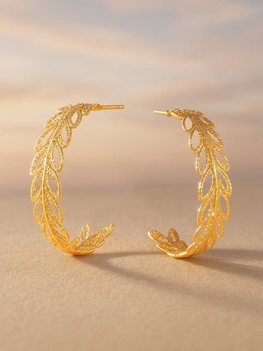 Rubans Gold Plated Handcrafted Filigree Hoop Earrings Earrings