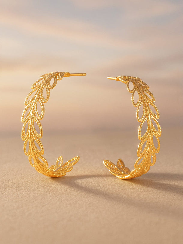 Rubans Gold Plated Handcrafted Filigree Hoop Earrings Earrings