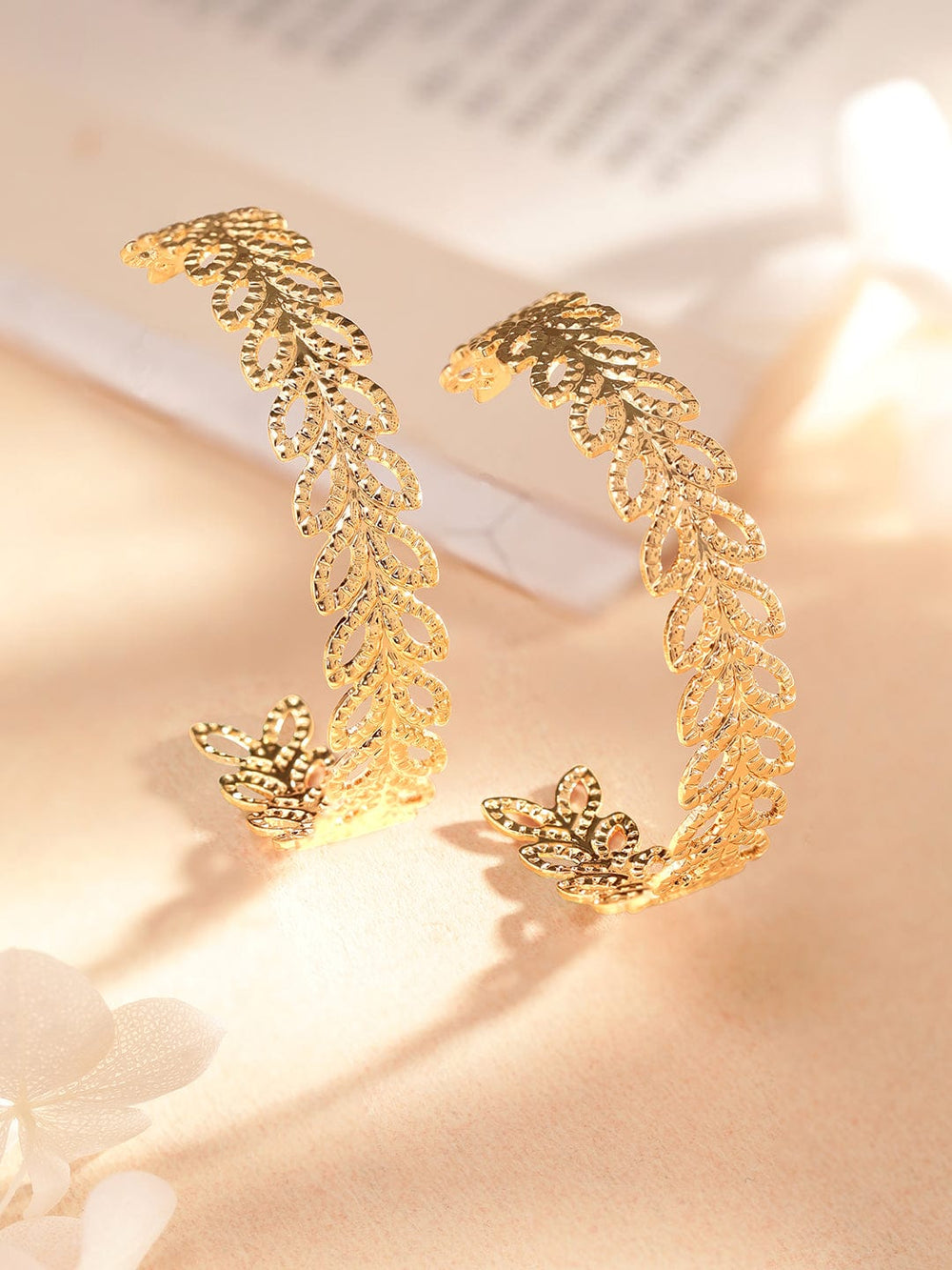 Rubans Gold Plated Handcrafted Filigree Hoop Earrings Earrings