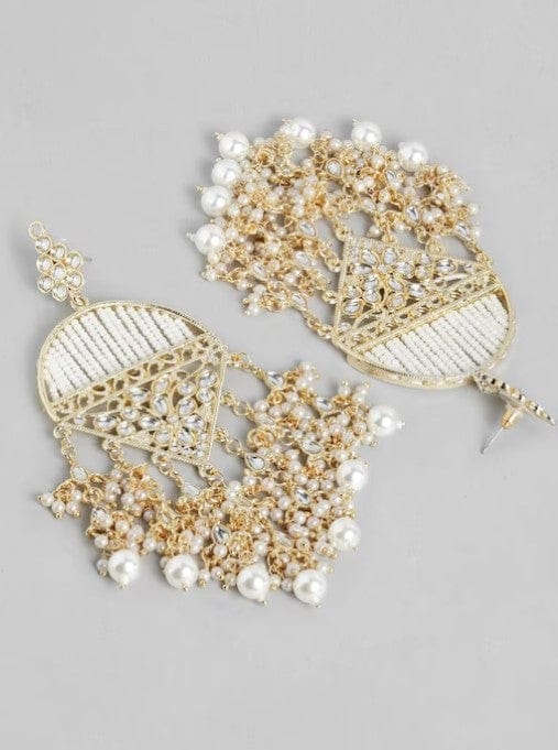 Rubans Gold Plated Handcrafted Kundan with Pearls Chandbali Earrings Earrings