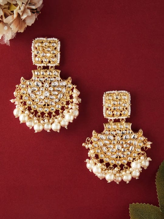 Buy FEMNMAS Chandrabali Stone Studded Maroon Thread Tassel Party Earrings  Online