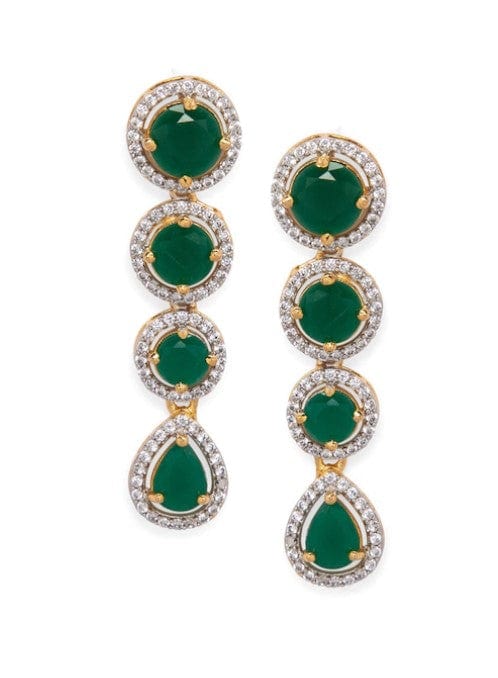 Dual tone statement necklace with emerald & ruby motifs and stringed p –  House of Taamara