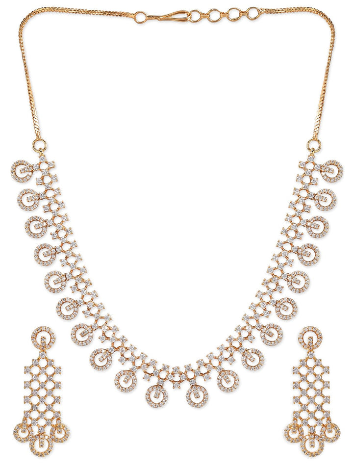 Rubans Gold Plated Handcrafted Studded Necklace Set. Necklace Set