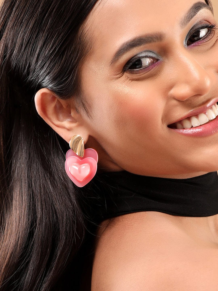 Rubans Gold-Plated Heart Shaped Drop Earrings Earrings