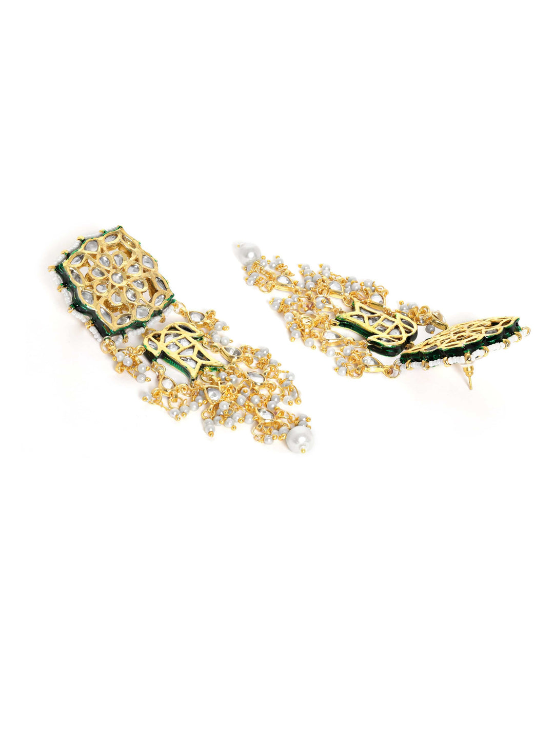 Rubans Gold Plated Kundan Choker Set With White Beads Necklace Set