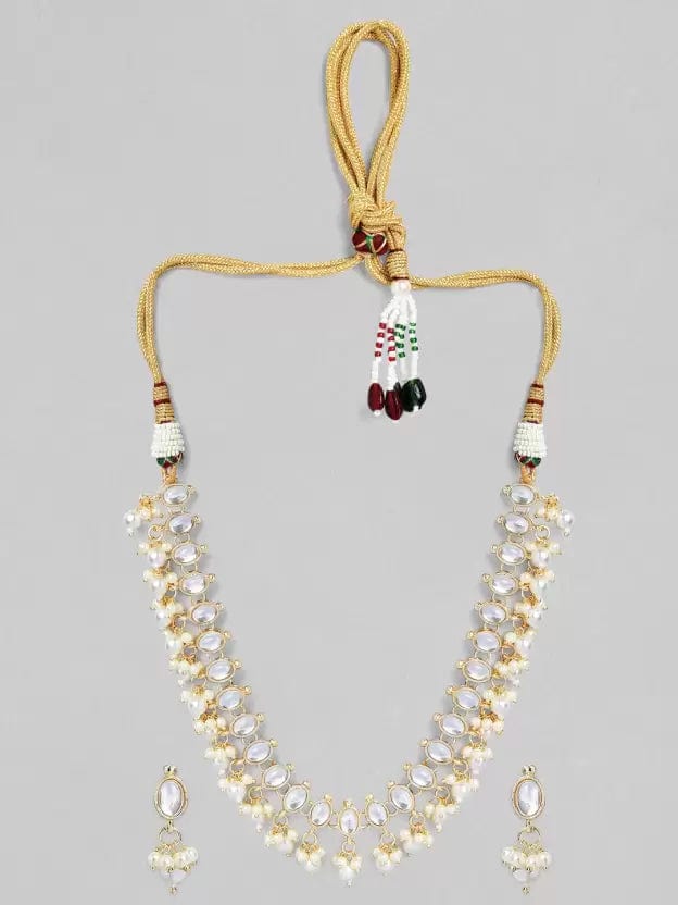 Rubans Gold Plated Kundan Delicate Necklace Set Necklace Set