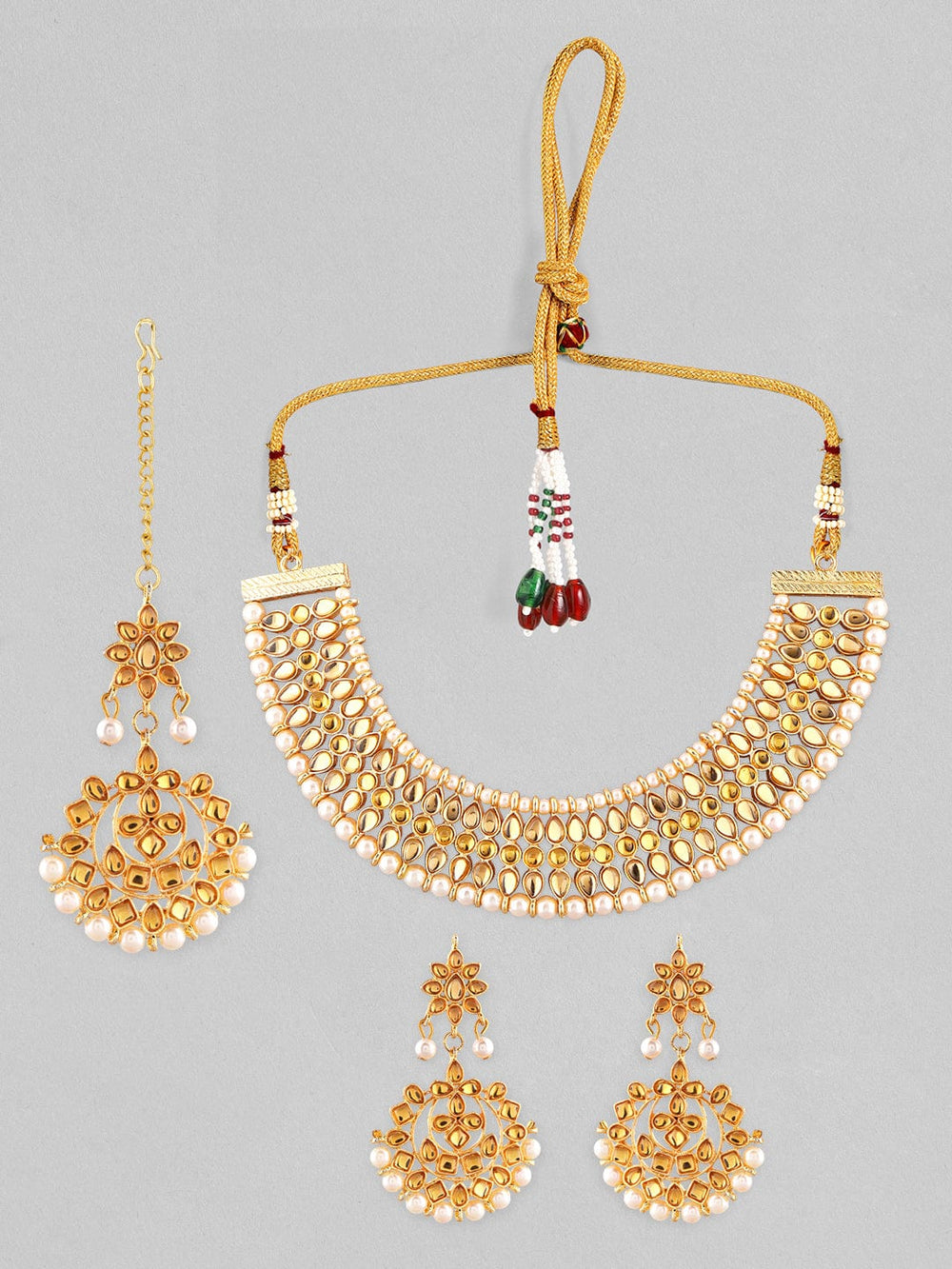 Rubans Gold Plated Kundan Necklace Set With Traditional Design Necklace Set