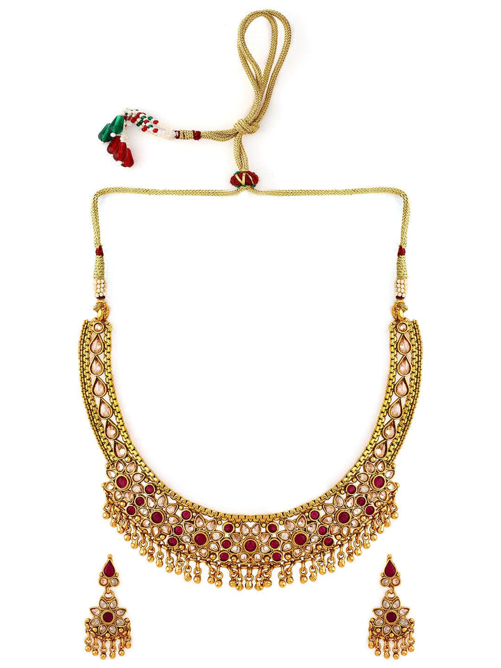 Rubans Gold Plated Kundan & Stone  Necklace Set Necklace Set