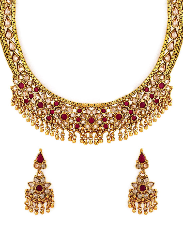 Rubans Gold Plated Kundan & Stone  Necklace Set Necklace Set