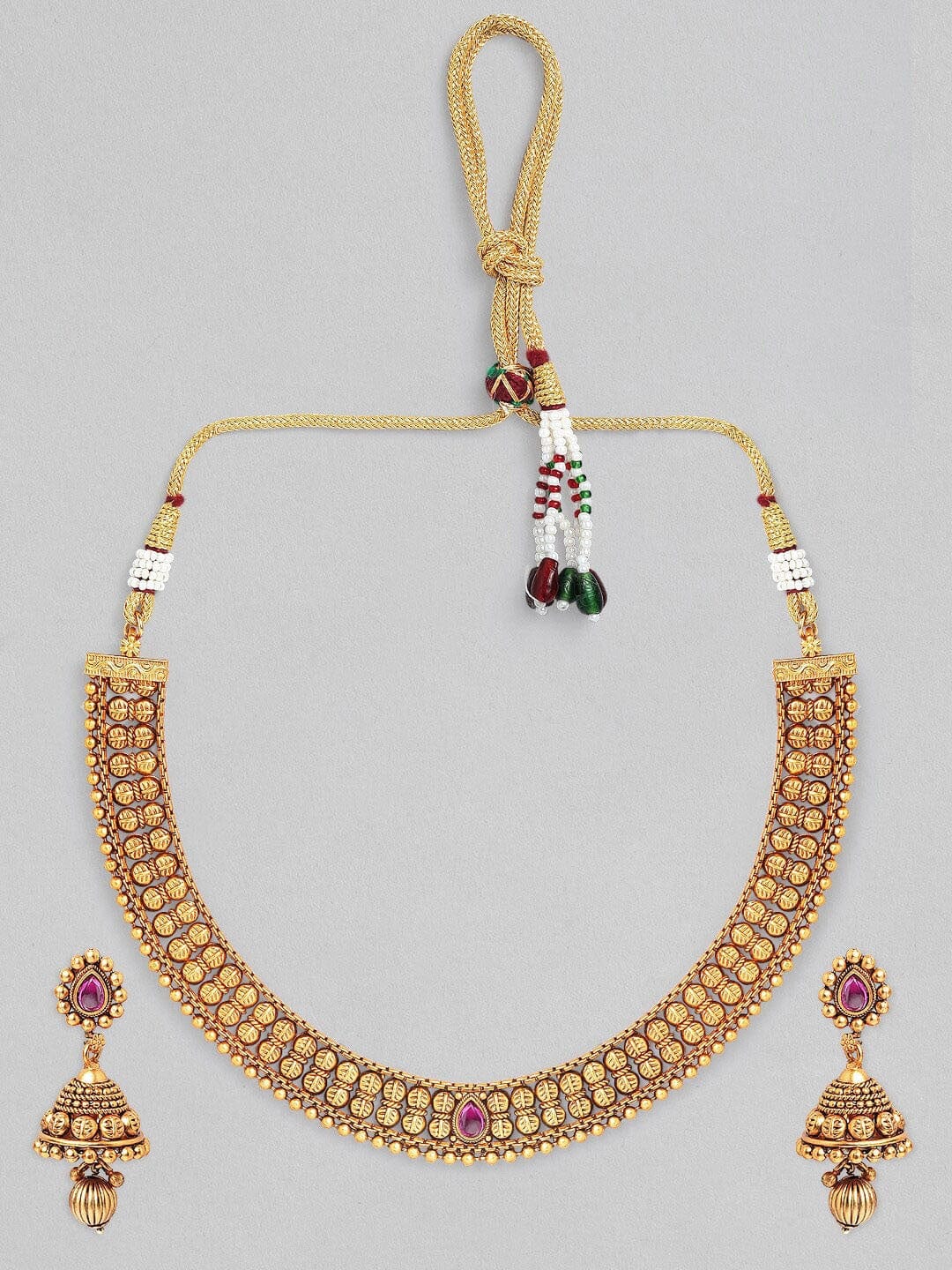 Rubans Gold Plated Simple Temple Necklace Set Necklace Set