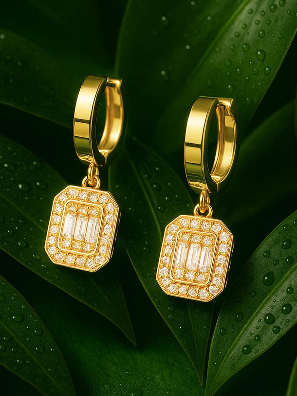 Rubans Gold Plated Stainless Steel Tarnish Free Waterproof Crystal Drop Earrings Drop Earrings