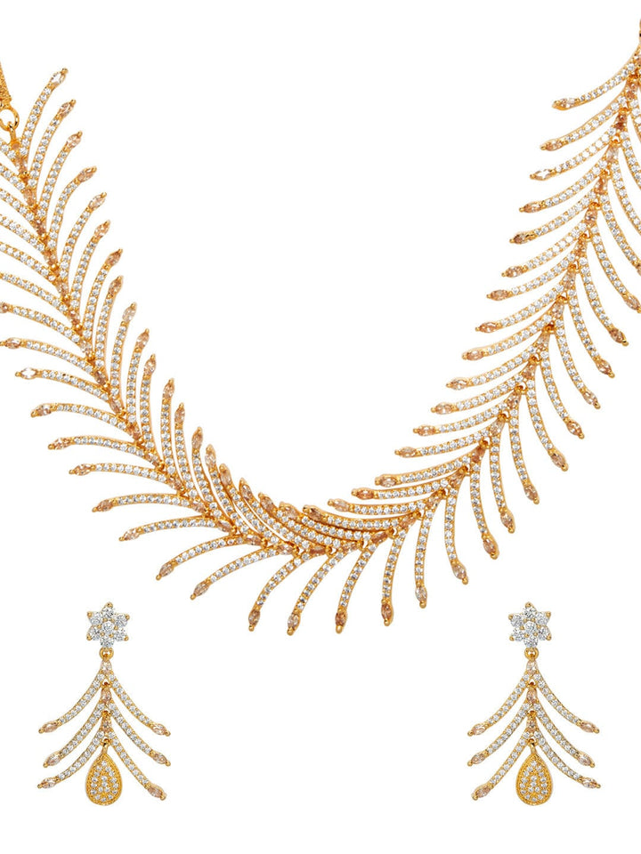 Rubans Gold Plated  Zircon Stone Studded Necklace Set Necklace Set
