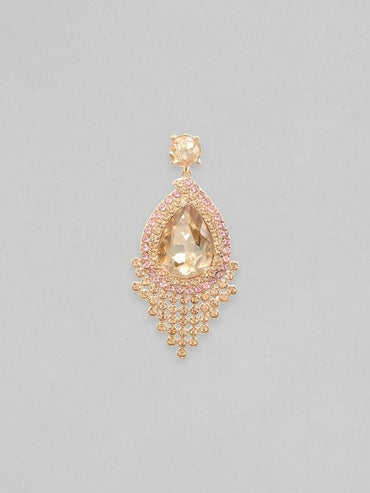 Rubans Gold-Plated Zircon Studded Drop Earrings Earrings