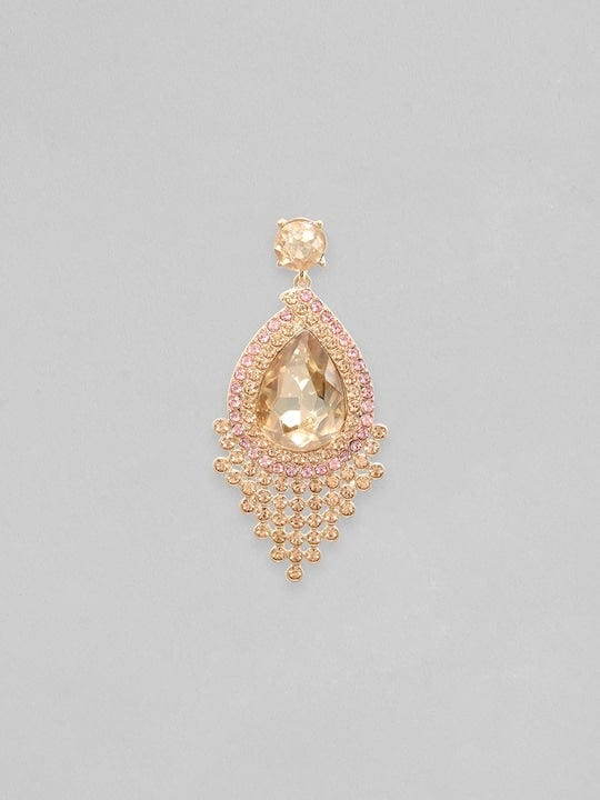 Rubans Gold-Plated Zircon Studded Drop Earrings Earrings