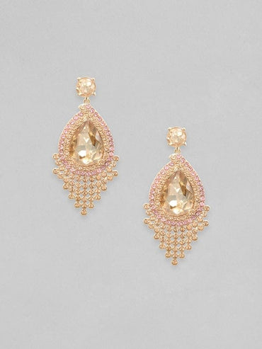 Rubans Gold-Plated Zircon Studded Drop Earrings Earrings