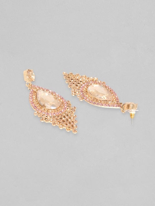 Rubans Gold-Plated Zircon Studded Drop Earrings Earrings