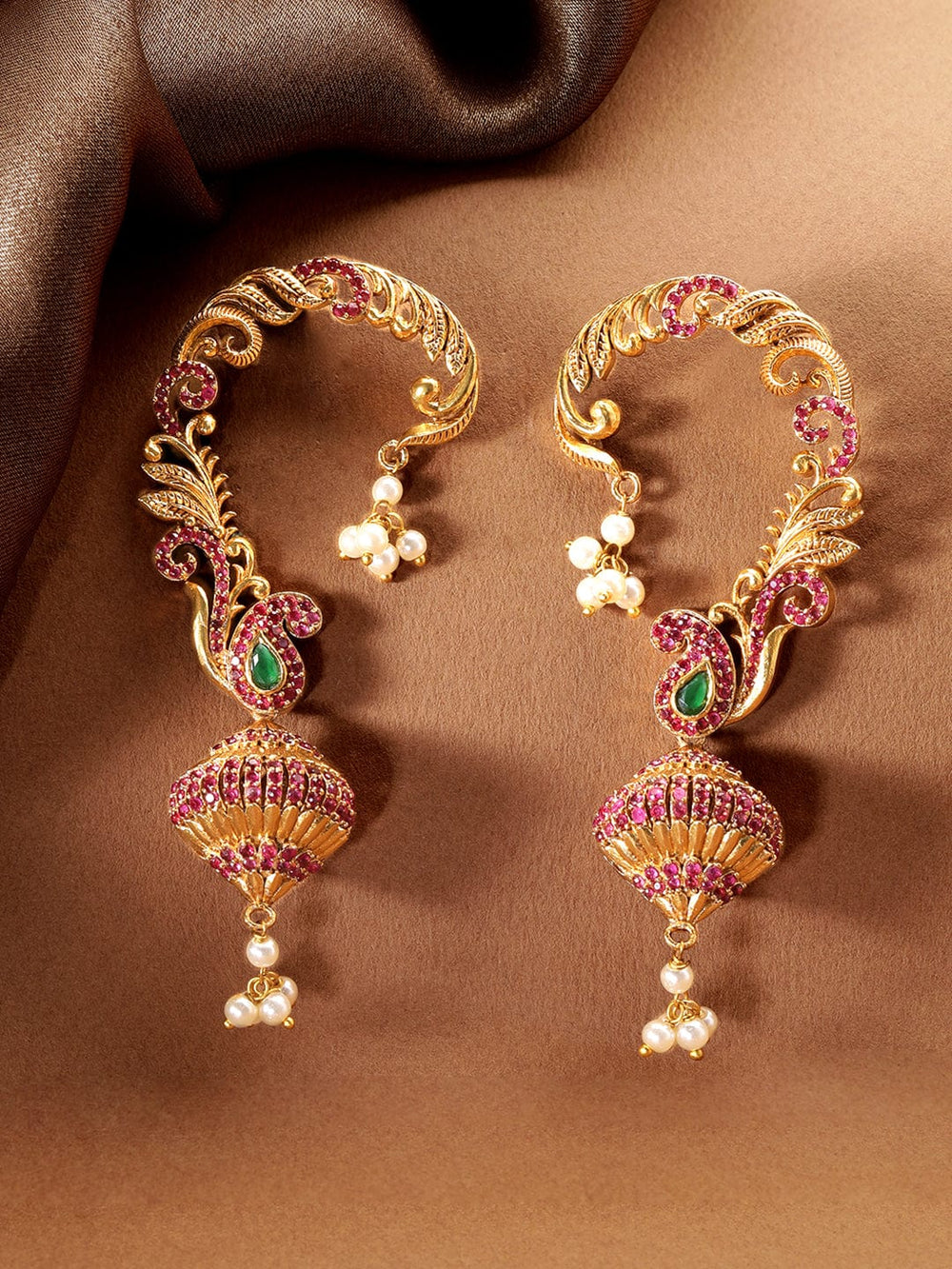 Rubans Gold-Toned Contemporary Jhumkas Earrings Earrings