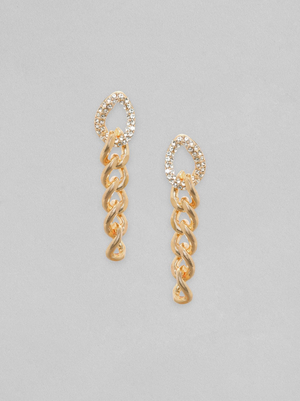 Rubans Gold Toned Cuban Link Dangle Earrings Earrings