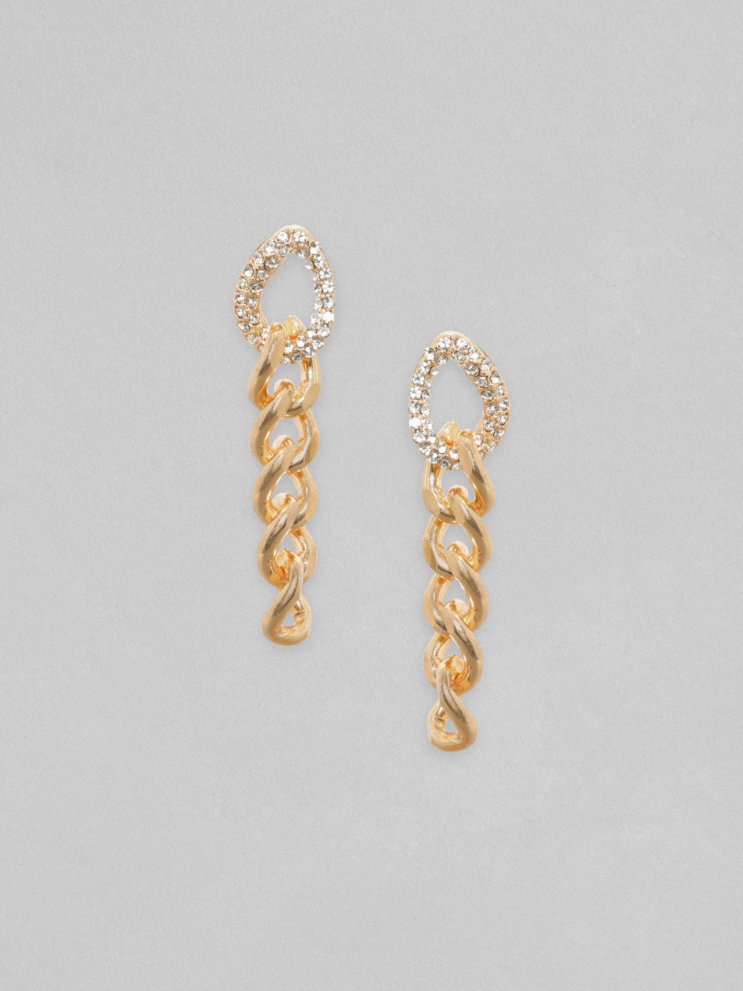 Rubans Gold Toned Cuban Link Dangle Earrings Earrings