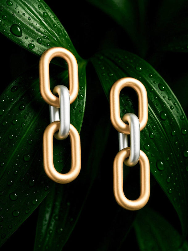 Rubans Gold Toned Inter Linked Classic Drop Earrings Earrings