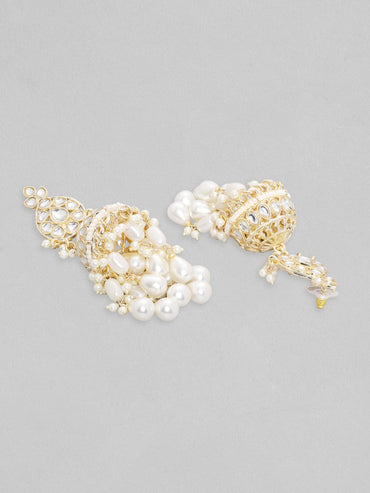 Rubans Gold Toned Kundan Stone Studded With Pearls Mangtikka & Earring Set. Jewelry Sets