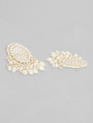 Rubans Gold Toned Kundan Studded Choker Set With Pearl Hangings. Necklace Set