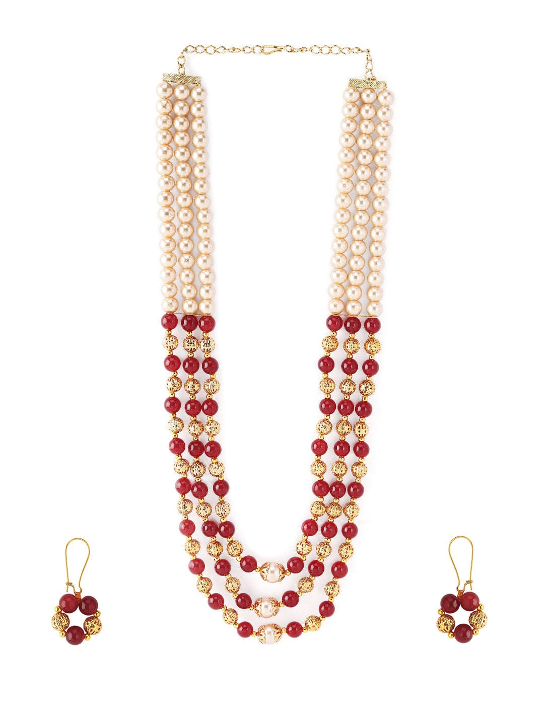 Rubans Gold Toned Multilayered Necklace Set Necklace Set