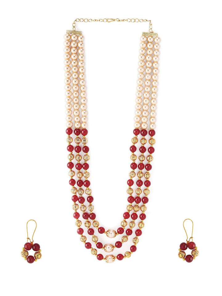 Rubans Gold Toned Multilayered Necklace Set Necklace Set