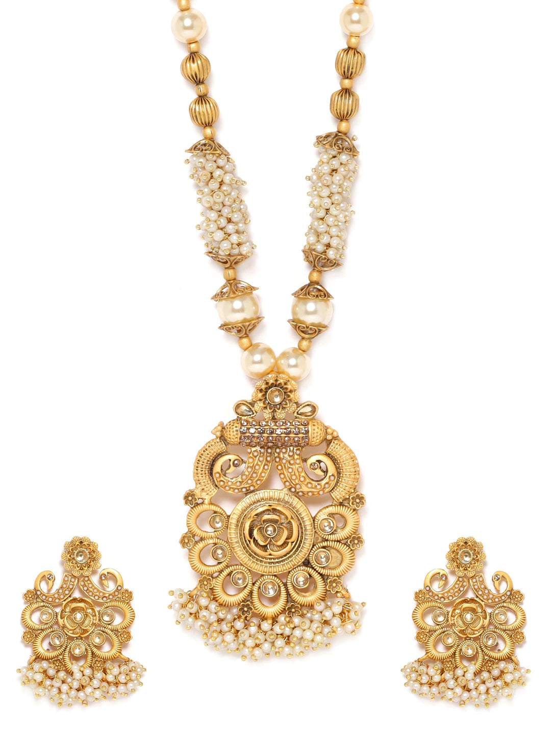 Rubans Gold-Toned Necklace Set with Radiant Charm Jewellery Sets