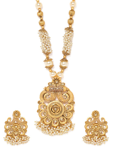 Rubans Gold-Toned Necklace Set with Radiant Charm Jewellery Sets