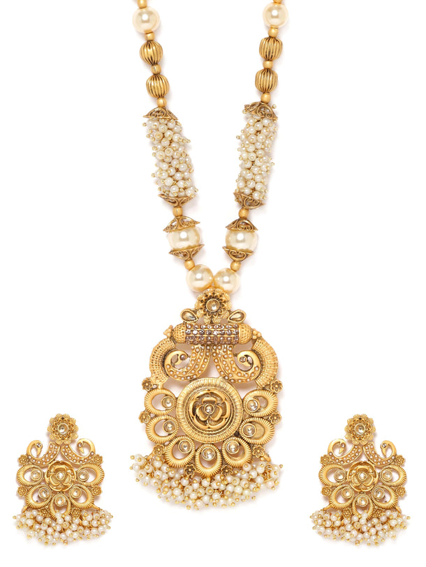 Rubans Gold-Toned Necklace Set with Radiant Charm Jewellery Sets