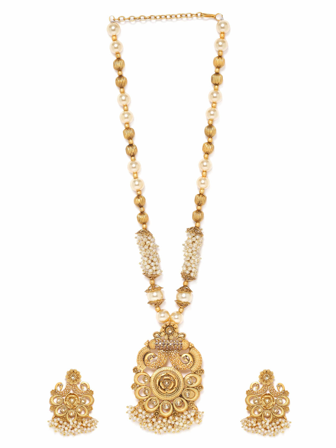 Rubans Gold-Toned Necklace Set with Radiant Charm Jewellery Sets