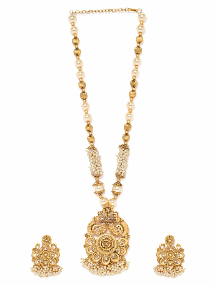 Rubans Gold-Toned Necklace Set with Radiant Charm Jewellery Sets