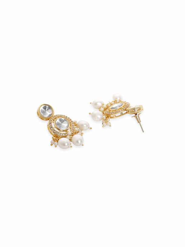 Rubans Gold-Toned Necklace Set with Stones and Pearls Jewellery Sets